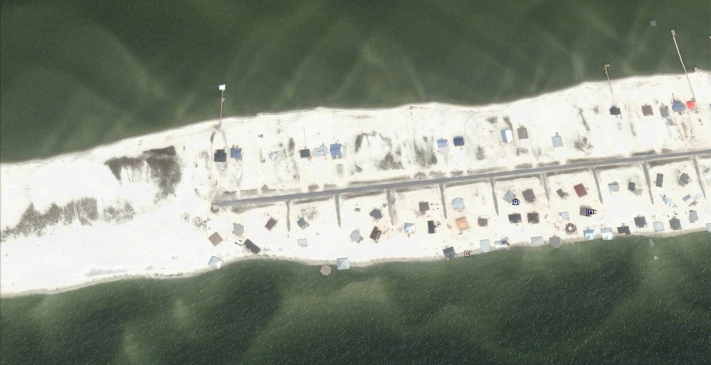 Aerial Image of a barrier island before a storm