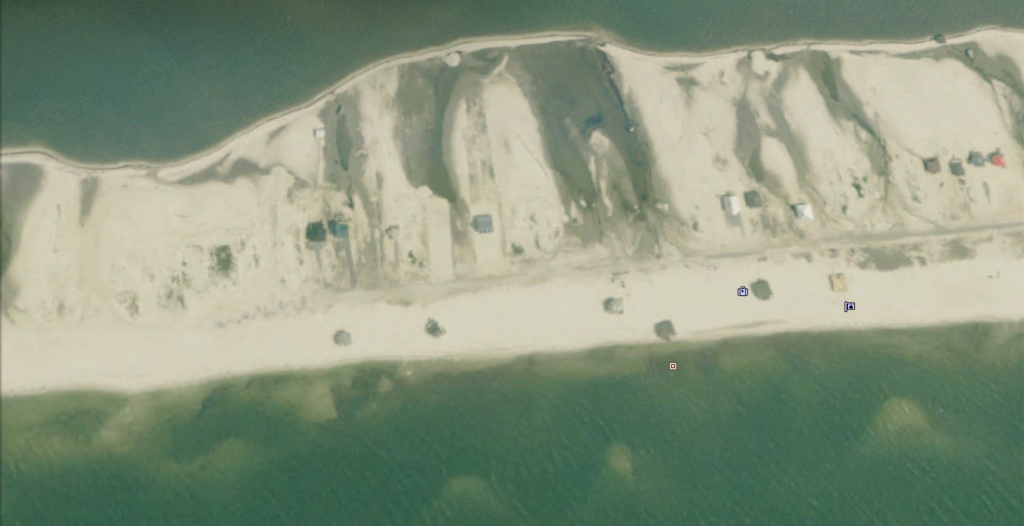 Aerial image of barrier island after a storm