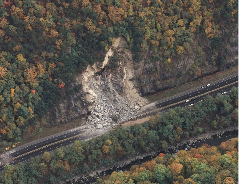 Rockslide Along Highway