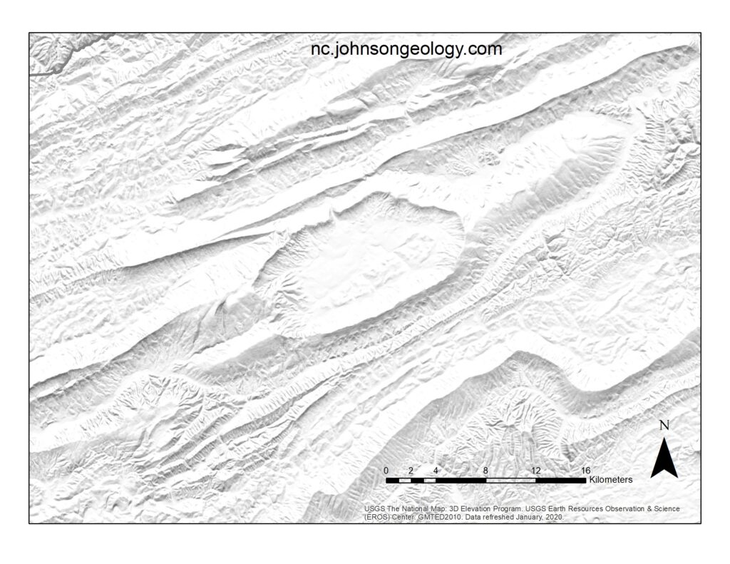 Shaded Relief Map of Burke's Garden and vicinity