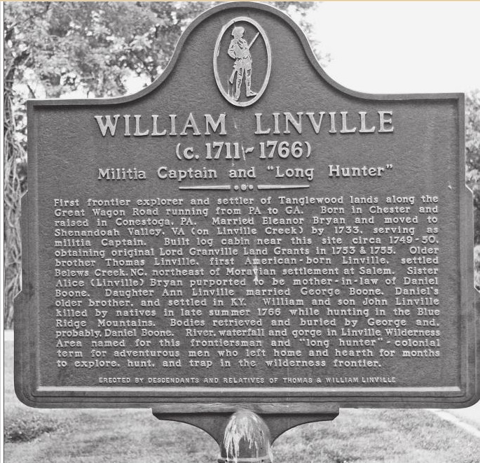 (Historical Marker of the Life of William Linville) 