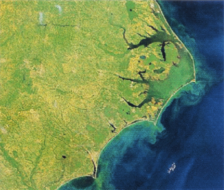 Satellite image of eutrophication in the Pamlico Sound