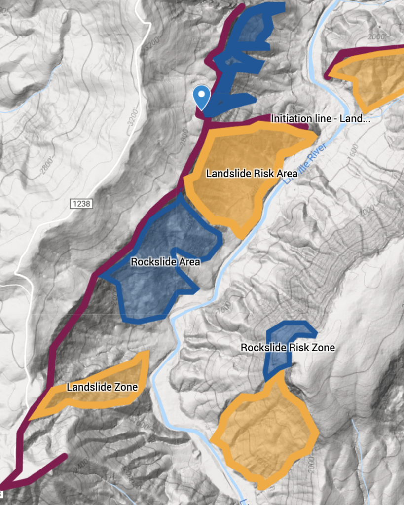 (Debris Flow Locations in Linville River)