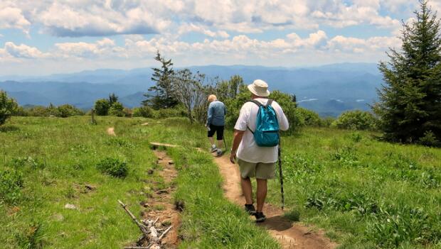 Visitors staying on the Smoky Mountain trails and practicing hiking etiquette.