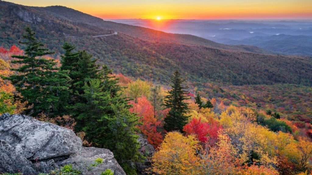 The Great Smoky Mountains at sunset.