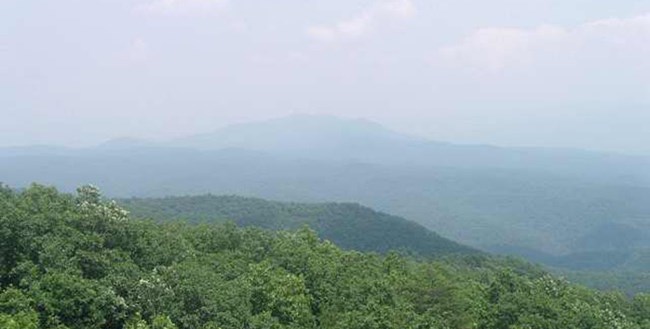 Hazy sky above the Great Smoky Mountains.